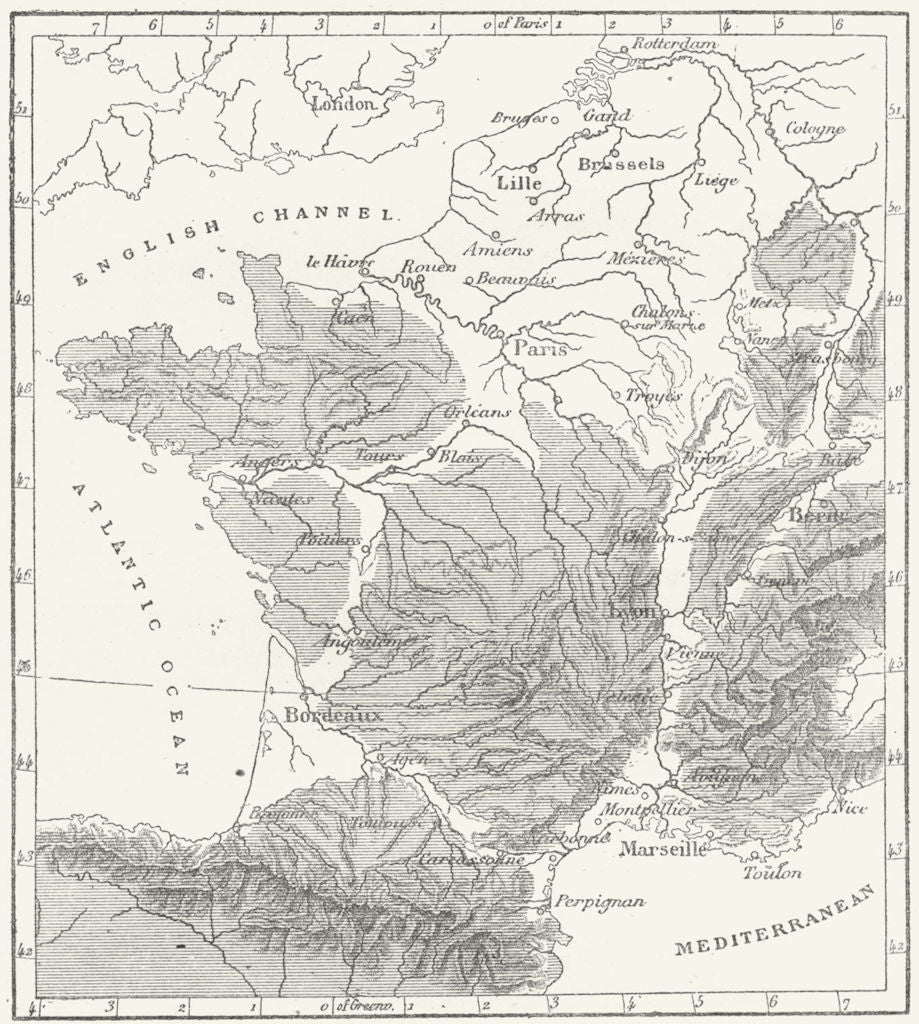 FRANCE. Historical High-roads of, sketch map c1885 old antique plan chart